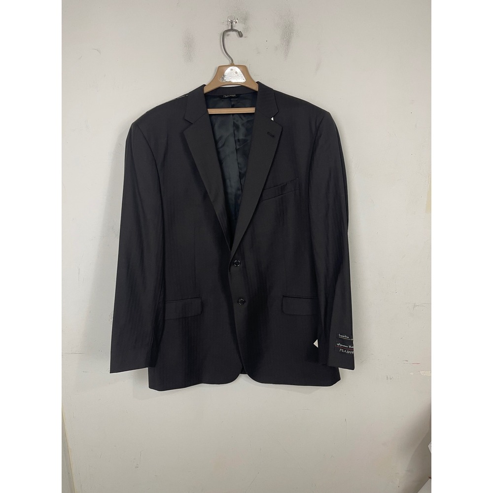 Jos. A. Bank‎ Signature Collection 50L Black Herringbone Wool Blazer Suit Jacket